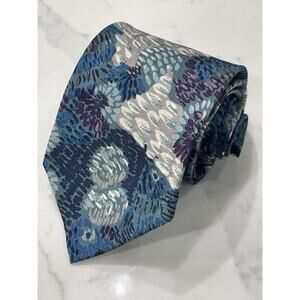 Vintage Countess Mara for Wright & Simon Blue Floral Art Silk Tie USA 58 x 4